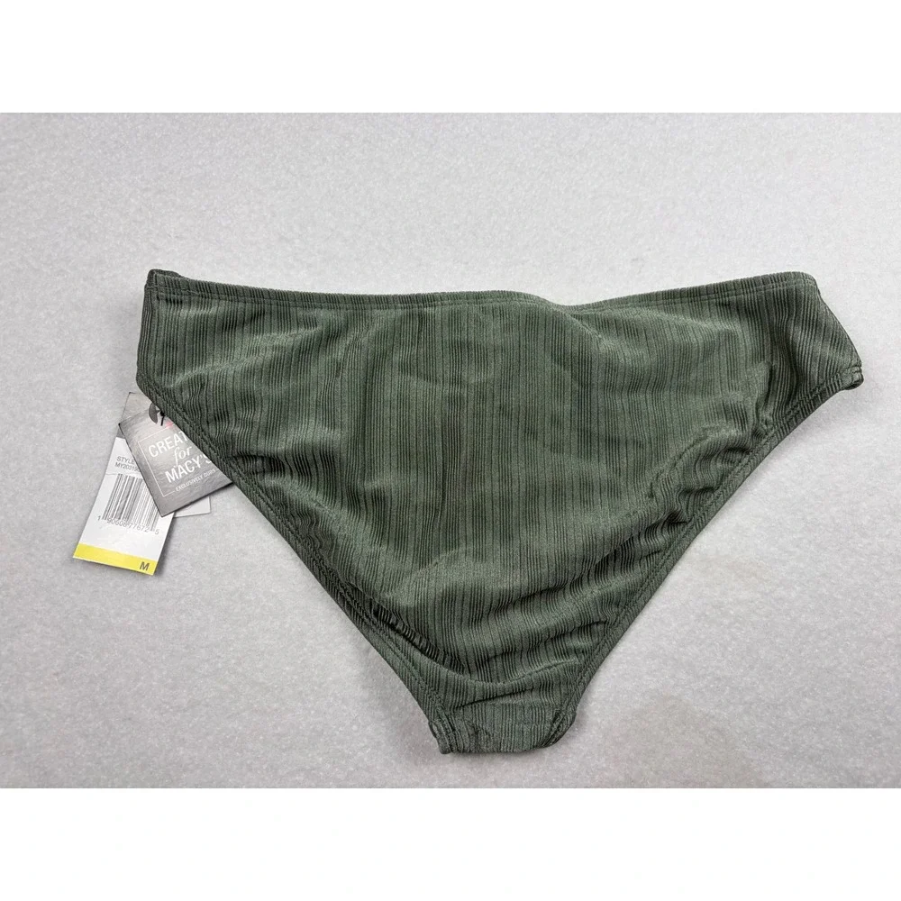 California Waves Womens Ribbed Hipster Bikini Bottoms Olive Green MY20319M